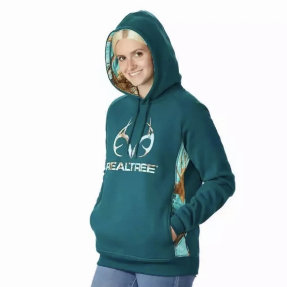 RealTree Ladies' Camo Teal Pullover Hoodie NWT- 2 colors available - Picture 1 of 5